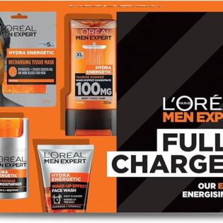 L'Oreal Men Expert Gift Set for Men, Hydra Energetic Fully Charged Washbag